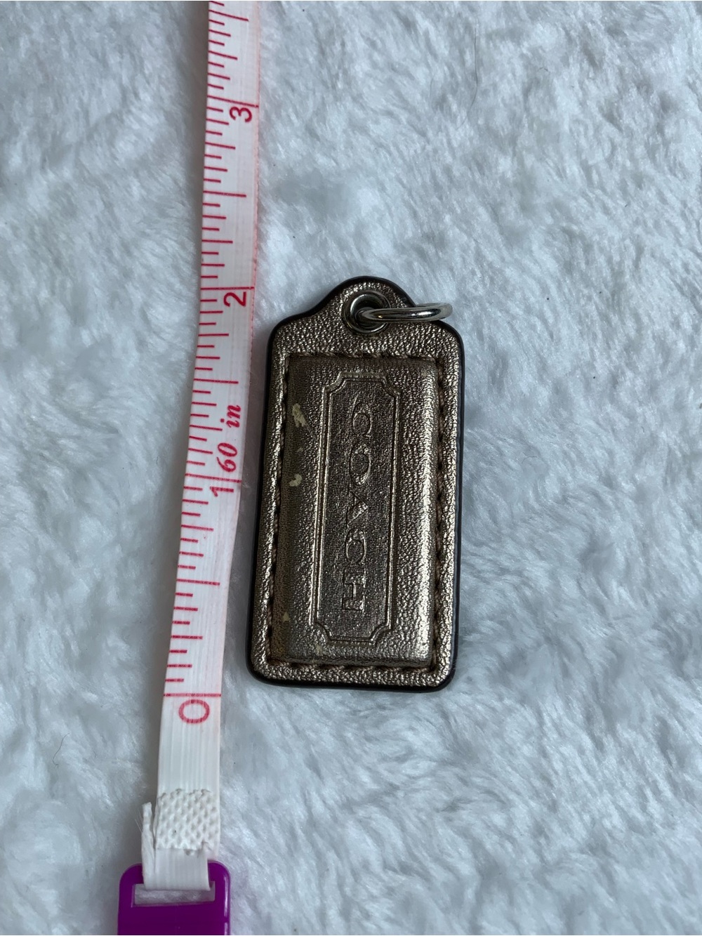 Coach Metallic Leather Key Tag - Bronze (87)
